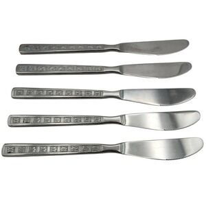 Amefa/Holland Stainless Dinner‎ Knife 5 pc. Lot Knives Disc. Geometric VTG HTF